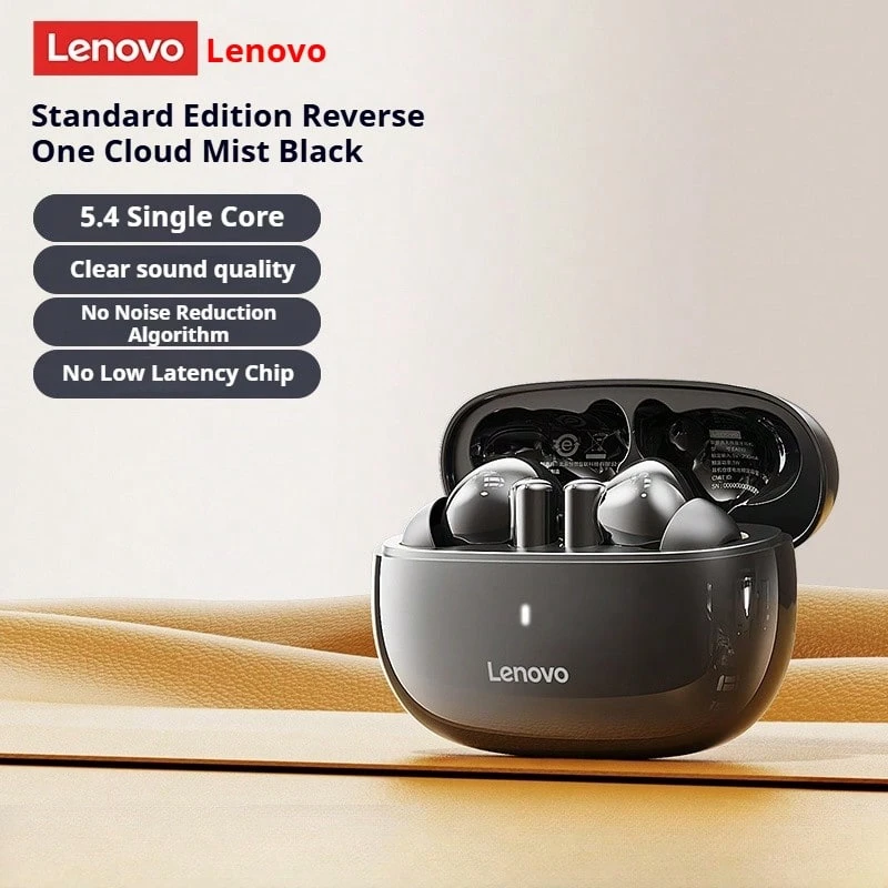 Lenovo TA210 蓝牙耳机:降噪、深沉低音立体声、支持配对、通话功能、佩戴舒适、独立麦克风、超长续航、低游戏延迟、无线入耳式音乐播放耳机 - 黑色 - 查看 1
