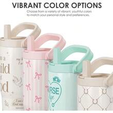 Pink Bow Stainless Steel Straw Lid Tumbler 30oz With Carry Handle For Women Girls, Insulated Travel Coffee Cup, Gift For Sports Outdoor Workout Christmas Birthday - 基督徒1 - 查看 4
