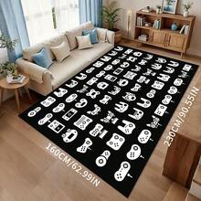 Alfombra de área con diseño de control de juegos creativo moderno, lavable a máquina, con respaldo antideslizante, de fibra de poliéster, hecha a máquina, alfombra de baño para sala de estar, dormitorio, decoración de oficina en casa - 1 pieza - Multicolor - Ver 51