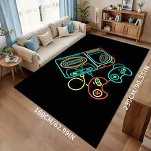 Alfombra de área con diseño de control de juegos creativo moderno, lavable a máquina, con respaldo antideslizante, de fibra de poliéster, hecha a máquina, alfombra de baño para sala de estar, dormitorio, decoración de oficina en casa - 1 pieza - Multicolor - Ver 43