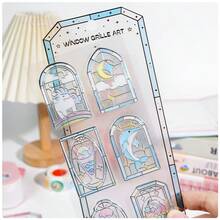 6 Glasfenster Blumen Aufkleber, 3D Stereoskopische Glasaufkleber, holografische Aufkleber, zum Dekorieren von Tagebüchern und Tassen, vintage buntglas japanischer Stil Aufkleber, 3D geprägte Metallfolie Aufkleber, Glasfenster Blumen Aufkleber, süße Cartoon transparente Glasaufkleber, geeignet für DIY Tagebuch und Lesezeichen Dekoration.