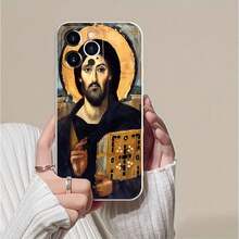 Una funda divina para teléfono con un personaje rodeado de un halo dorado y un diseño de libro. Compatible con  17,  16,  16 Pro Max,  15,  15 Pro Max,  14,  13,  12 y  11 Pro. Fabricada en TPU, ofrece protección antigolpes. Un regalo perfecto para familiares, amigos, niños, cumpleaños, Halloween, Navidad, parejas y San Valentín. - Negro - Ver 5
