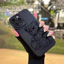 The Angel'S Eye High-End Phone Case Features A Cute Hand-Drawn Teddy Bear Design With UV Printing, Providing 360-Degree Protection For Iphone Models 11, 12, 13, 14, 15, 16 Pro Max, XR, X/XS, 7, 8 Plus, And SE.It'S The Perfect Gift For Birthdays For Both Boys And Girls.Suitable For IPhone 17 Air - 黑色 - 查看 2