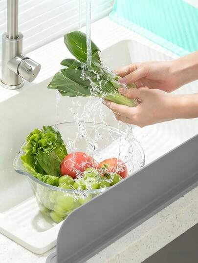 1 peça de proteção contra água de silicone durável com ventosa, proteção contra respingos para pia de cozinha, proteção contra respingos de silicone com ventosa, barreira à prova d'água para evitar transbordamento, proteger bancadas da água, barreira à prova d'água para pias de cozinha e laboratório, lavatórios e tigelas, ótimo para uso doméstico e profissional