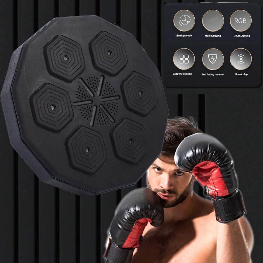 Máquina de boxeo inteligente, PU electrónica de la máquina de boxeo de Bluetooth para el hogar - Negro - Ver 1