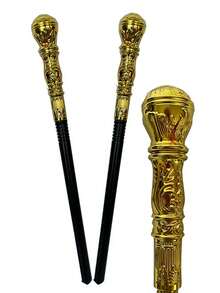 1PC Skeleteen Gold Costume Walking Cane – Elegant Prop Stick Dress Pimp Canes Costume Accessories,Cosplay Props, Holiday Costume Props, Carnival Props - Multicolor - View 2