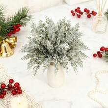 20 buc buchet de plante artificiale cu fulgi de zăpadă, ramuri de pin, potrivit pentru decorul casei, decorul nunții, coroana de Crăciun, decorul camerei, decorul balconului, bucătărie, sufragerie, dormitor, decorul camerei de zi, decorul petrecerii, decorul de Halloween, decorul de Crăciun, meșteșuguri de Crăciun, petrecere de ziua de naștere, decorul mesei de Crăciun, decorul casei, cadou de Crăciun, vază de dovleac, decorul grădinii exterioare