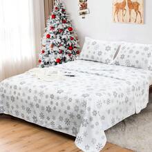 4PCS Full Size Bed Sheet Set, 17 Deep Pocket, 1 Flat Sheet, 2 Pillowcases, Wrinkle-, Shrink & Fade Resistant, Holiday,, Soft & Cozy Bed Linens - B-th-勃根地紅 - 查看 9