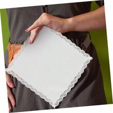 12piezas Pauelos De Algodn Para Mujer Con Bordes De Encaje Pauelos De Algodn Para Bodas y Da Madre - inicial - Ver 6