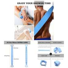 - Limpiador de silicona para ducha, 90 largo con asas, cepillo para polvo corporal para exfoliacin y masaje, cepillo para polvo de bao para hombres y mujeres azul - azul - Ver 1