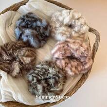 秋冬季毛绒发圈，柔软发绳，高弹力发饰，优雅女士发圈，马尾辫发圈头饰 - 彩色 - 查看 4