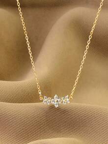 1 chiếc vòng cổ bạc Sterling S925 hình cỏ ba lá Zirconia, vòng cổ mặt dây chuyền mini 3 bông hoa tinh tế dành cho nữ, vòng cổ choker thời trang và đa năng, quà tặng - Cỏ bốn lá - Xem 4