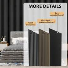 2PCS 45.7'' X 15.9'' Set Of Soundproof Wall Panels, 3D Soundproof Wall Panel Wall Decoration, Wooden Acoustic Wall Panels For Recording Studio, Living Room, Bedroom - 黑色 - 查看 3