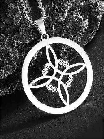 1 pieza Colgante de collar de acero inoxidable con nudo celta irlandés clásico, joya unisex de nudo de bruja como regalo