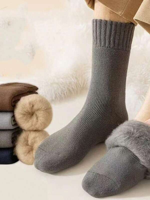 5 pares de calcetines gruesos de media caña para hombres, calcetines largos y gruesos para otoño/invierno, calcetines largos y gruesos para hombres para el invierno