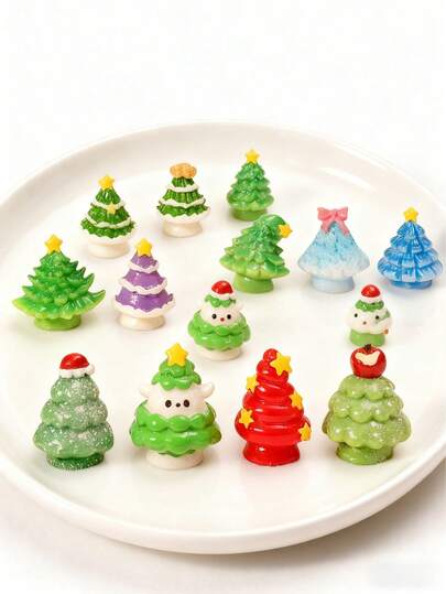 45 Mini Christmas Trees, For DIY Resin Mini Christmas Decorations, Suitable For Dollhouse Home Tabletop Decor, Small Miniature Christmas Crafts, Miniature Fairy Garden Landscape Decorations, Christmas Ornaments, Gift Box Fillers, Making Your Christmas Atmosphere More Festive