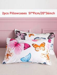 2 Fundas De Almohada Con Diseño De Mariposas Coloridas, Fundas De Almohada De Estilo Lindo Con Mariposas Coloridas, Adecuadas Para Todas Las Estaciones - Multicolor - Ver 8
