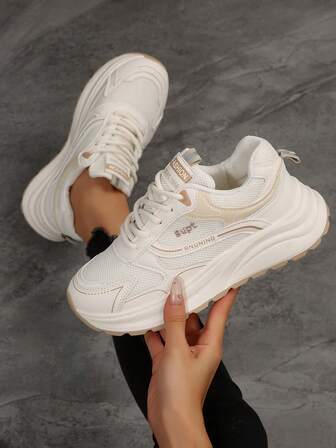 Tenis gruesos de suela ligera y cómoda para mujer, zapatos casuales de correr con suela suave y versátiles para primavera y otoño