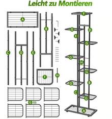 Estantería para Plantas de Metal Negro de 3 / 5 / 8 Niveles, Estante de Hierro Reforzado con Tubos Metálicos Cuadrados, Estilo Moderno Industrial, Uso Interior y Exterior, Soporte Decorativo para Macetas, Libros y Decoración del Hogar, Fácil Montaje y Gran Capacidad de Carga - Negro - Ver 9