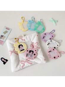 1pc Cartoon 1-Inch Wing Keychain Pendant, 1-Inch ID Photo Bag Charm, Bow Star Wing Small Pendant - Multicolor - View 1