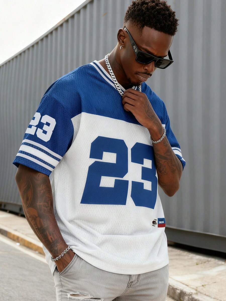 Men's Varsity Jacket With Letter & Number Print, Sports Style, Button-Up Letterman Jacket, Athletic Apparel