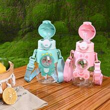 1pc,Kids Straw Water Bottle, 660ml Large Capacity, Shockproof And Durable, Strap And Handle Portable Design, PC Material, Instagrammable Fresh Style, Cute Minimalist, For School, Outdoor Sports, Daily Hydration, Travel, Gift Giving