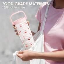 Pink Bow Stainless Steel Straw Lid Tumbler 30oz With Carry Handle For Women Girls, Insulated Travel Coffee Cup, Gift For Sports Outdoor Workout Christmas Birthday - 櫻桃1號 - 查看 6