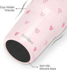 Pink Bow Stainless Steel Straw Lid Tumbler 30oz With Carry Handle For Women Girls, Insulated Travel Coffee Cup, Gift For Sports Outdoor Workout Christmas Birthday - 心 - 查看 3