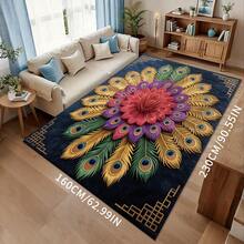 1 pièce Tapis de bain antidérapant à motif de plume de paon, tapis de cuisine antidérapant, convient pour la salle de bain, la cuisine extérieure, la décoration printanière de la maison