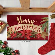 1pc Traditional Floral Doormat - Soft, Absorbent, Non-Slip PVC Welcome With Merry Design, Washable, Indoor/Outdoor Use, Decorations - 彩色 - 查看 1