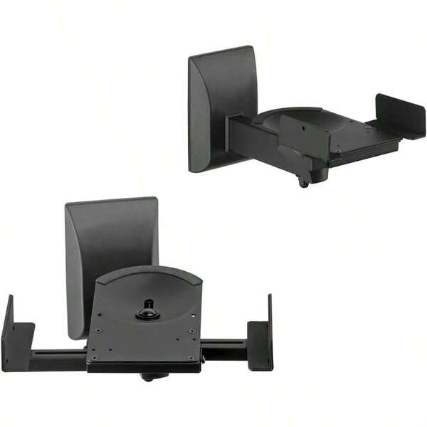 Dual Side Clamping Bookshelf Speaker Wall Mounting Bracket Large Surrounding Sound Speakers, Hold To 25kgs Each Black SPM201