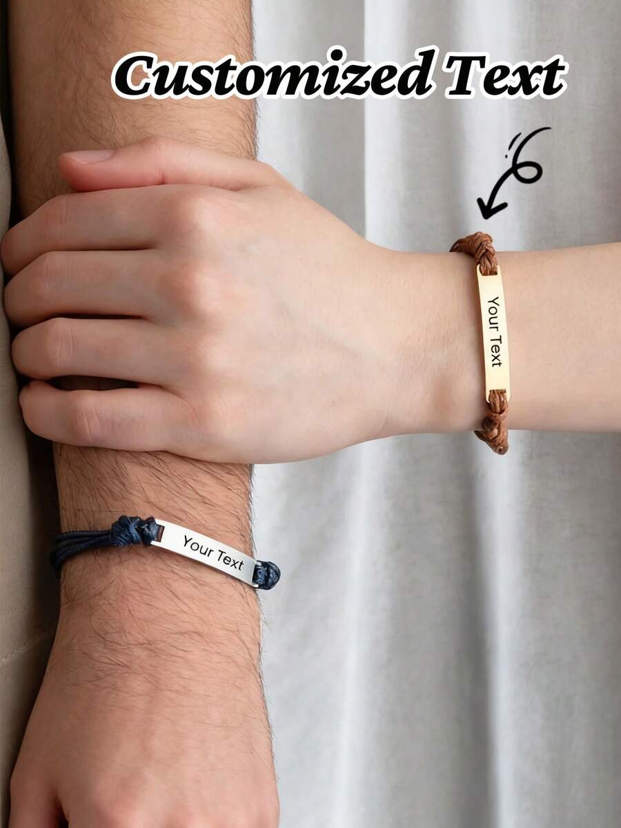 1 Pieza de pulsera de acero inoxidable personalizada con grabado láser. Es un regalo de uso diario adecuado tanto para hombres como para mujeres. Es simple, casual, personalizable y único. Es un regalo ideal para él/ella, novio, novia, padre, madre, miembros de la familia y amigos en aniversarios, cumpleaños y ceremonias de graduación. - Multicolor - Ver 1