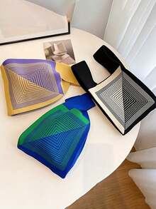 Fashionable Geometric Pattern Knotted Bag, Women's Geometric Pattern Crochet Bag, Suitable For Vacation, Mini Crochet Handbag, Popular Beach Bag, Elegant Women's Wristlet Clutch - Lightweight, Wedding Bride Bridesmaid Gift, Party Gift, Christmas Gift, Thanksgiving Gift, Bridal Shower Gift, Back To School Gift, Teacher Gift, Easter Gift - Multicolor - View 4