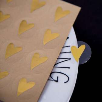 160张透明金色心形标签贴纸，礼品纸标签贴纸，装饰标签，不干胶封口贴纸，工艺品节日婚礼派对装饰用品，盒子封口贴纸，商业商品包装封口贴纸，礼品盒装饰袋包装标签，封口贴纸，派对礼品