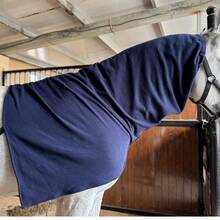 Horse Neck Rug/Cover, Made Of Soft Fleece For Warmth In Autumn/Winter, With Zipper, Hook & Loop Fastener, Elastic Neck Strap For Easy On/Off - Navy Blue - View 2