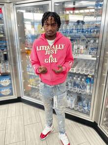 Y2K Hip-Hop Letter 3D Printing Hoodie, Personalized Street Style, Unisex Loose Zipper Cardigan Top - Hồng - Xem 3