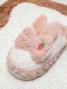 Pantuflas para mujer con diseño de capucha de conejo, pantuflas de interior para otoño e invierno para uso en el hogar, pantuflas cómodas y cálidas para dormitorios de estudiantes, pantuflas esponjosas - Rosa - Ver 7