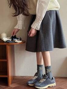 4 Pairs Women's Cute Cartoon Penguin Patterned Breathable Mid-Calf Socks, Fashion & Comfy