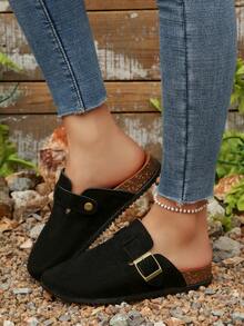 Boken Women's Spring 2024 New Thick Soled Slide Sandals, Slip-On Casual Loafers - Black - View 4