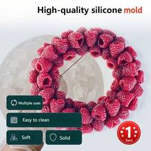 1pc Large Raspberry Flower Wreath Mold - Professional DIY Handmade Silicone Mold, Suitable For Candle, Soap, Resin, Wax, Plaster DIY, Wedding, Birthday, Valentine's Day, Christmas, Mother's Day, Thanksgiving Decor - Easy Release, Durable, Natural Texture Design - White - View 7