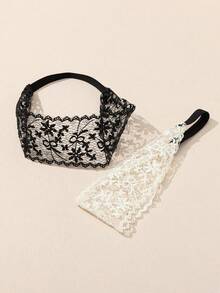 2条装蕾丝花边发带，蕾丝头巾，女士弹力发带，优雅宽头巾，发饰，适合假日和日常出行，返校季波西米亚风头巾，情人节礼物，蝴蝶结配饰，校园用品，大学秋冬季女士发饰，度假装扮，女士优雅围巾，情人节礼物