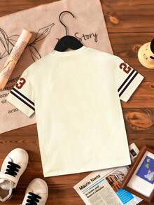 Áo thun tay ngắn in họa tiết hoạt hình cho bé gái - Màu be - Xem 2