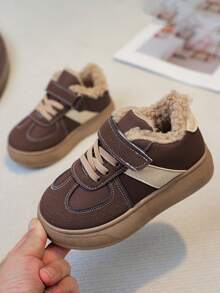 1 Pair 2025 Winter New Baby Sports Shoes, Children's Shoes, Non-Slip Soft Bottom Thick Warm Toddler Shoes, Boys & Girls Thickened Plush Sports Shoes