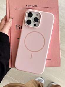 奢华磁吸软硅胶手机壳，兼容 17/16/15/14/13/12/11 Pro Max Plus，支持磁吸无线充电，防震保护套 - 淺粉色 - 查看 3