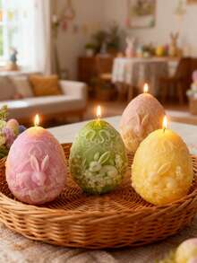 New Cute Rabbit & Egg Silicone Mold | Heat Resistant & High Elasticity One-Piece Molding | Multi-Purpose Candle, Plaster, Handicraft DIY Mold Suitable For Stress Relief Toys, Party Gifts, Photography Decor, Holiday Home Decor | Easy Demold & Clean, Reusable - White - View 2