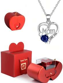 Impresionante regalo, collar colgante con flor de rosa en forma de corazón con la palabra "Mamá", perfecto para el Día de la Madre, Acción de Gracias, Navidad, Aniversario, regalo para la madre, familia, amigos, usted mismo, viene con una caja de regalo premium con flor de rosa, agregando un toque de elegancia, haciendo que el regalo sea visualmente impresionante e inolvidable, recuerdo pensativo, la elección perfecta para los recuerdos apreciados