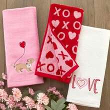 SKL Home - Juego de Toallas de Mano para el día de San Valentín, 2 Unidades(Xs y Os) - Multicolor - Ver 8