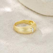 1 Peça Anel de Moissanita com Desenho de Estrela, Anel Eterno de Prata 925, Baixa Alergia, Livre de Níquel, Joia de Gema Cintilante para Uso Diário, Presente do Dia das Mães, Acessório de Aniversário de Casamento, com Certificado - Dourado - Visão 4