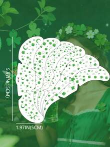 6张圣帕特里克节临时纹身贴纸，雀斑脸部贴纸，爱尔兰啤酒节化妆贴纸，可爱三叶草图案，防水化妆纹身贴纸，嘉年华配饰 - 彩色 - 查看 4