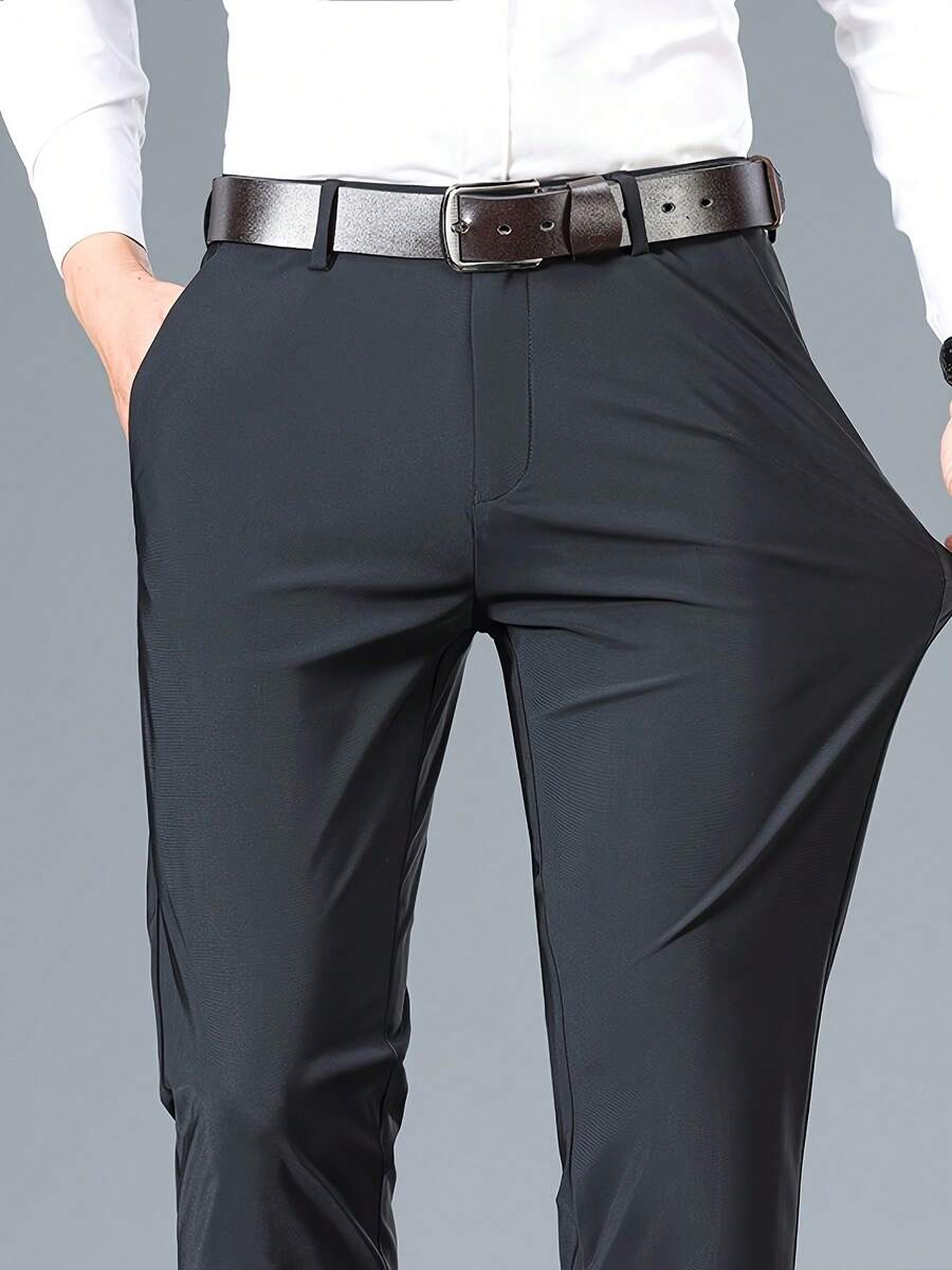 2025 New Men's Black Slim-Fit Business Casual Pants Breathable, Wrinkle-Resistant Work Trousers-The Perfect Gift Choice. - màu đen - Xem 1